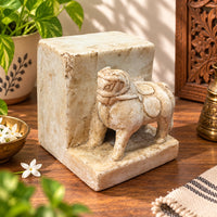 Antique Handicrafted White Marble Horse Figure Book end - 2026091127UNQ
