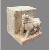 Antique Handicrafted White Marble Horse Figure Book end - 2026091127UNQ
