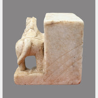 Antique Handicrafted White Marble Horse Figure Book end - 2026091127UNQ