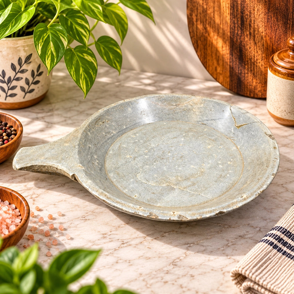 Antique Handicrafted White Marble Grinding Bowl called Karal With Mortar - 2026091125UNQ