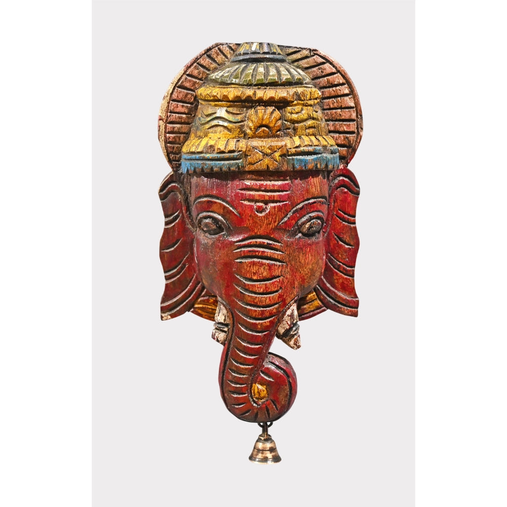 Handcrafted Lord Ganesha face wall decor, alternate view