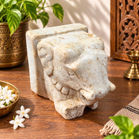 Antique Handicrafted White Marble Elephant  Figure Book end- 2026091128UNQ