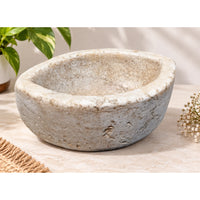 Antique  Handicrafted White Marble Grinding Bowl called Karal - 2026091102UNQ