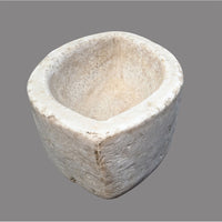 Antique  Handicrafted White Marble Grinding Bowl called Karal - 2026091102UNQ