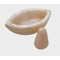 Handcrafted Oval Marble Mortar & Pestle – Traditional Stone Spice Grinder -