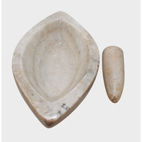 Handcrafted Oval Marble Mortar & Pestle – Traditional Stone Spice Grinder -