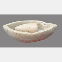 Antique Handicrafted White Marble Grinding Bowl called Karal With Mortar - 2026091111UNQ
