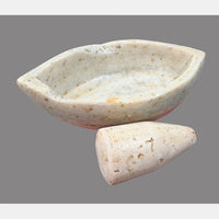 Antique Handicrafted White Marble Grinding Bowl called Karal With Mortar - 2026091111UNQ