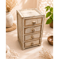 Vintage Handcrafted  Rustic Distressed 4-Drawer Organizer Chest - 2026083108UNQ