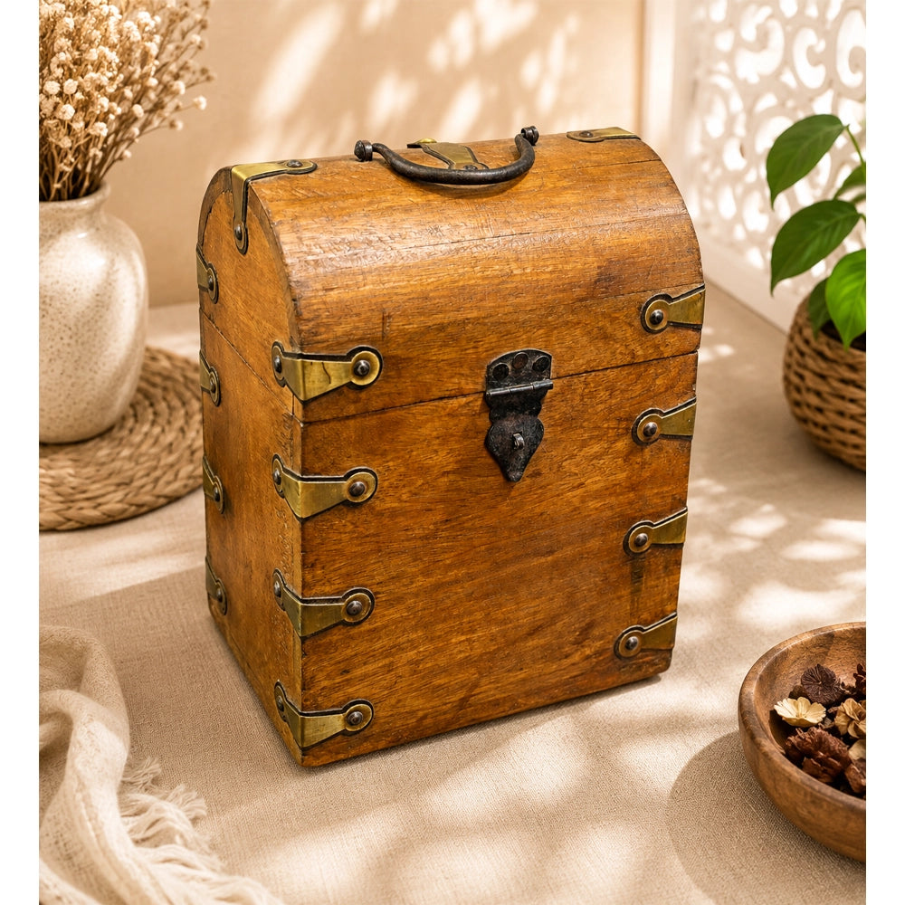 Vintage Handcrafted Wooden Wine Box  Bottle Storage Case - 2026083110UNQ
