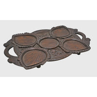 Handcrafted Wooden Serving Tray with 5 Leaf-Shaped Bowls - 2026082601UNQ