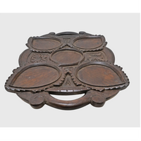 Handcrafted Wooden Serving Tray with 5 Leaf-Shaped Bowls - 2026082601UNQ
