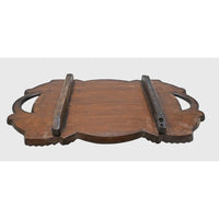 Handcrafted Wooden Serving Tray with 5 Leaf-Shaped Bowls - 2026082601UNQ