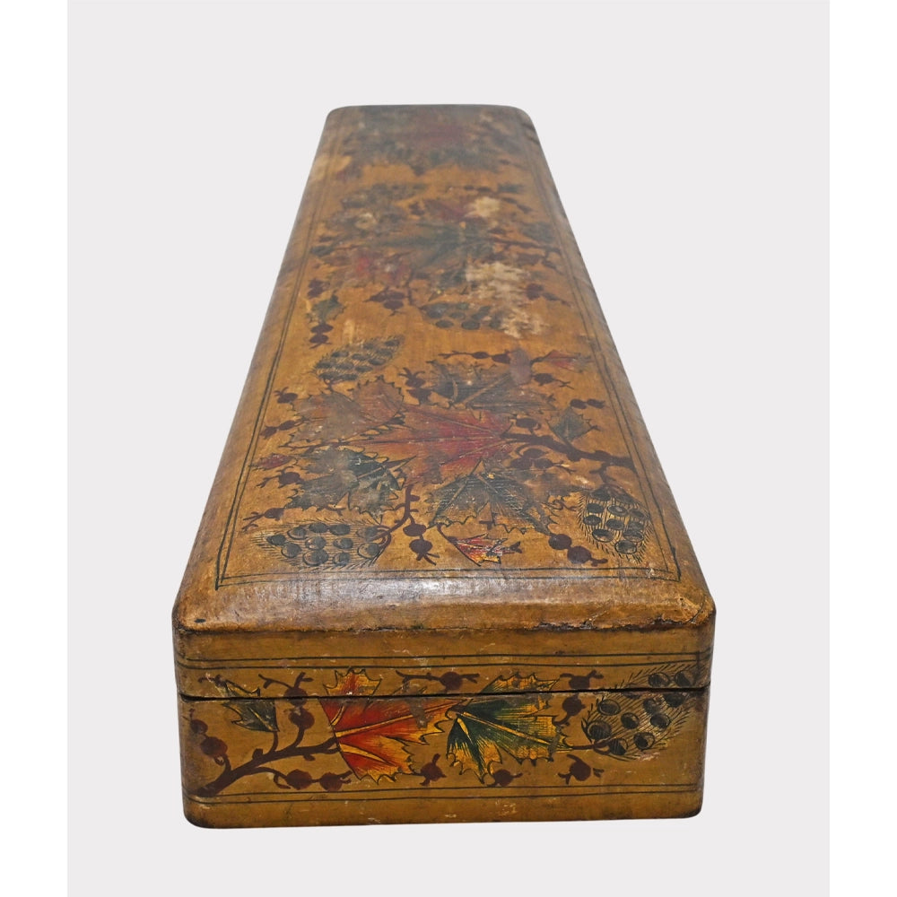 Traditional floral artwork on wooden keepsake box
