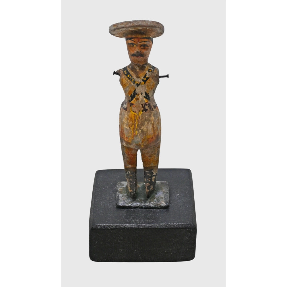 Alternate view of rustic polychrome musical band figurine