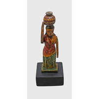 Handcrafted Wooden Rajasthani Woman with Matka – Traditional Folk Art - 2026082613UNQ