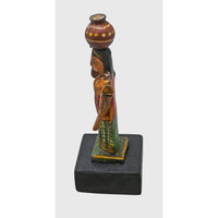 Handcrafted Wooden Rajasthani Woman with Matka – Traditional Folk Art - 2026082613UNQ