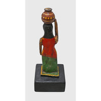 Handcrafted Wooden Rajasthani Woman with Matka – Traditional Folk Art - 2026082613UNQ