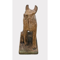 Handcrafted Vintage Wooden Cow & Calf Sculpture – Traditional Folk Art - 2026083103UNQ