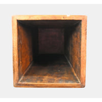 Vintage Handcrafted Wooden Planter  Flower Pot with Carved Linear Design - 2026083112UNQ