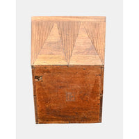Vintage Handcrafted Wooden Planter  Flower Pot with Carved Linear Design - 2026083112UNQ