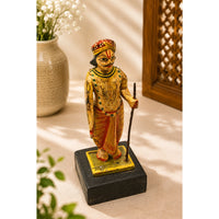 Handcrafted Wooden Rajasthani Man with Walking Stick – Traditional Folk Art - 2026082609UNQ