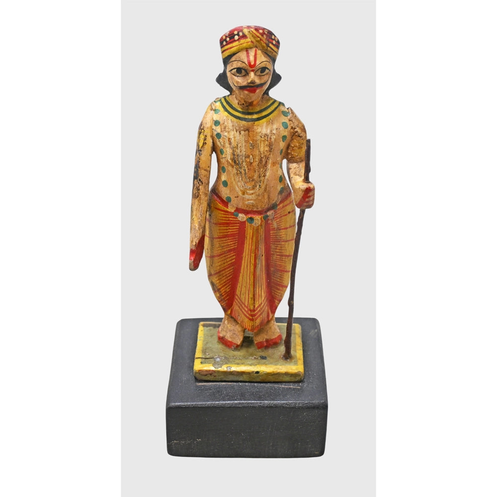Alternate view of handcrafted wooden watchman figure