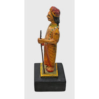 Handcrafted Wooden Rajasthani Man with Walking Stick – Traditional Folk Art - 2026082609UNQ