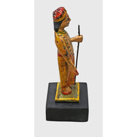 Handcrafted Wooden Rajasthani Man with Walking Stick – Traditional Folk Art - 2026082609UNQ