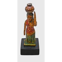 Handcrafted Wooden Rajasthani Woman with Water Pot – Traditional Folk Art - 2026082606UNQ