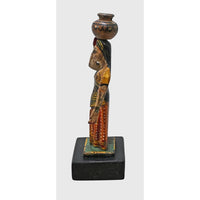 Handcrafted Wooden Rajasthani Woman Figurine with Traditional Folk Art - 2026082603UNQ