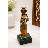Handcrafted Wooden Rajasthani Woman with Water Pot – Traditional Folk Art - 2026082612UNQ