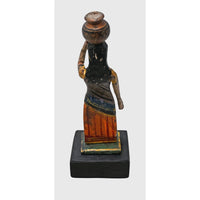 Handcrafted Wooden Rajasthani Woman with Water Pot – Traditional Folk Art - 2026082612UNQ