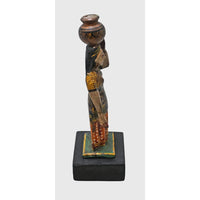 Handcrafted Wooden Rajasthani Woman with Water Pot – Traditional Folk Art - 2026082612UNQ