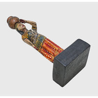 Handcrafted Wooden Rajasthani Woman with Water Pot – Traditional Folk Art - 2026082612UNQ