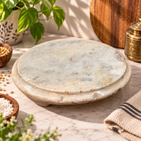 Antique Handcrafted White Marble Chapati Plate - 2026091129UNQ