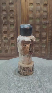 Handcrafted Tribal Wooden Face Sculpture – Distressed Antique Finish - 2026081206UNQ