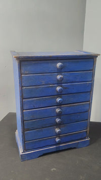 Handcrafted Wooden Storage Drawer – Blue Rustic Antique Finish with Multiple Drawers - 2026082517UNQ
