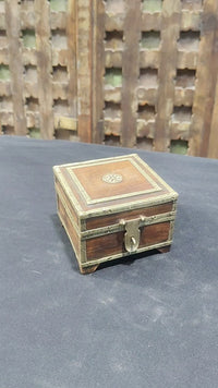 Handcrafted Wooden Storage Box – Vintage Antique Chest with Brass Metal - 2026081910UNQ