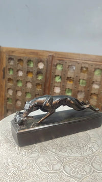 Handcrafted Black Stone Hunting Dog Sculpture Showpiece - 2026081809UNQ