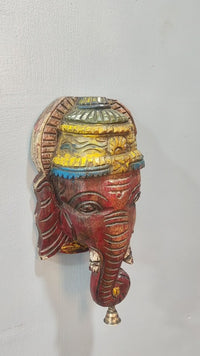 Handcrafted Wooden Lord Ganesha Wall Hanging – Vintage Tribal Art - 2026083104UNQ
