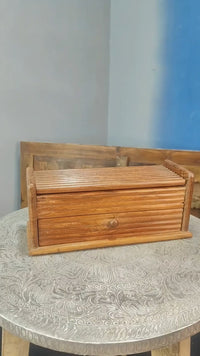 Handcrafted Wooden Storage Box – Drawer & Sliding Compartment - 2026082203UNQ