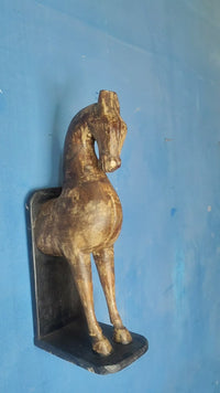 Handcrafted Wooden Horse Wall Hanging – Rustic Antique Finish - 2026082519UNQ