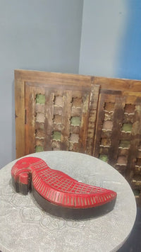 Handcrafted Wooden Bird-Shaped Storage Box – Red & Black Carved Finish - 2026082208UNQ