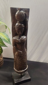 Antique Handcrafted Wooden Figurine on stand - 2026091208UNQ
