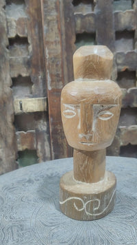 Handcrafted Tribal Head Wooden Sculpture - 2026081230UNQ