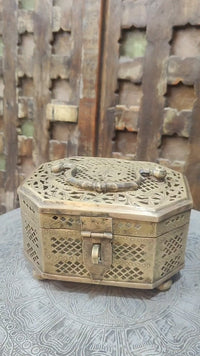 Handcrafted Metal Jali Work Decorative Storage Box - 2026081502UNQ