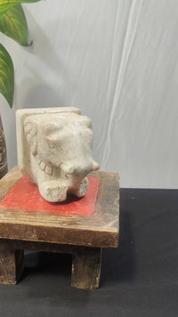 Antique Handicrafted White Marble Elephant  Figure Book end- 2026091128UNQ