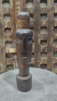 Dark Walnut Hand-Carved Wooden Statue - 2026081218UNQ