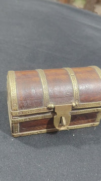 Handcrafted Wooden Storage Box – Vintage Trunk Design with Brass Antique Detailing - 2026081905UNQ